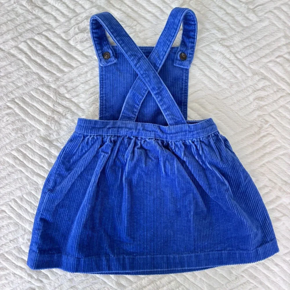 Ralph Lauren Baby Girls Size 12M Blue Corduroy Pinafore Overall Dress Cotton